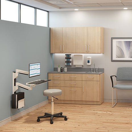 Exam room with Vertical Wall Track System